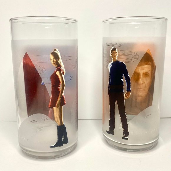Star Trek Burger King 2008 Collector Glasses- Spock & Uhura - Picture 1 of 4